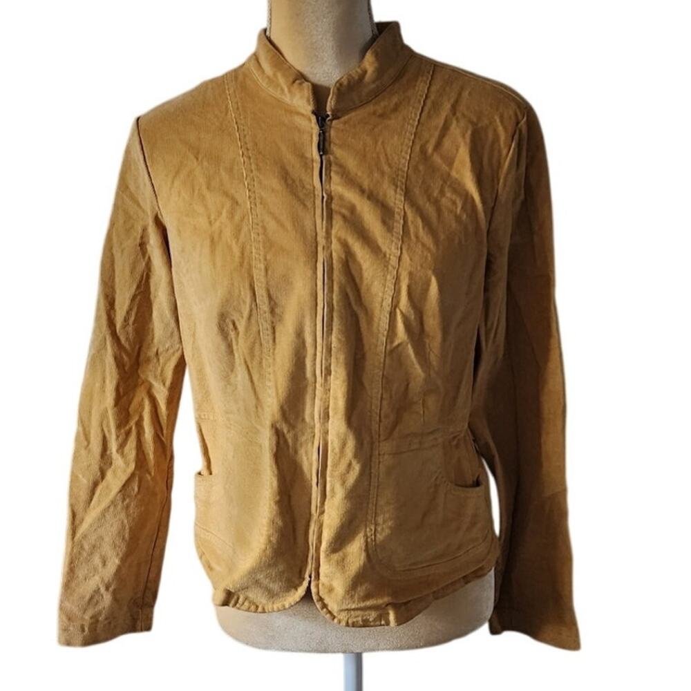 Christopher Banks Full Zip Yellow Corduroy Stretch Shacket Jacket Size Medium